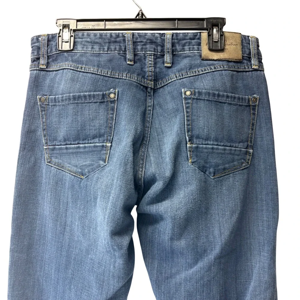 Robert Graham Slim Jim Mens 34 Italian Denim Jeans 100% Cotton Medium Wash
